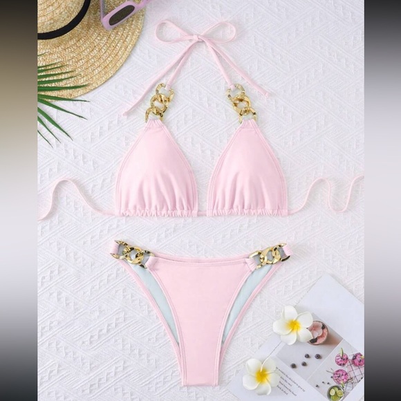 Boho chain halter bikini swimsuit